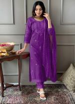 Rayon Purple Festival Wear Embroidery Work Readymade Salwar Suit